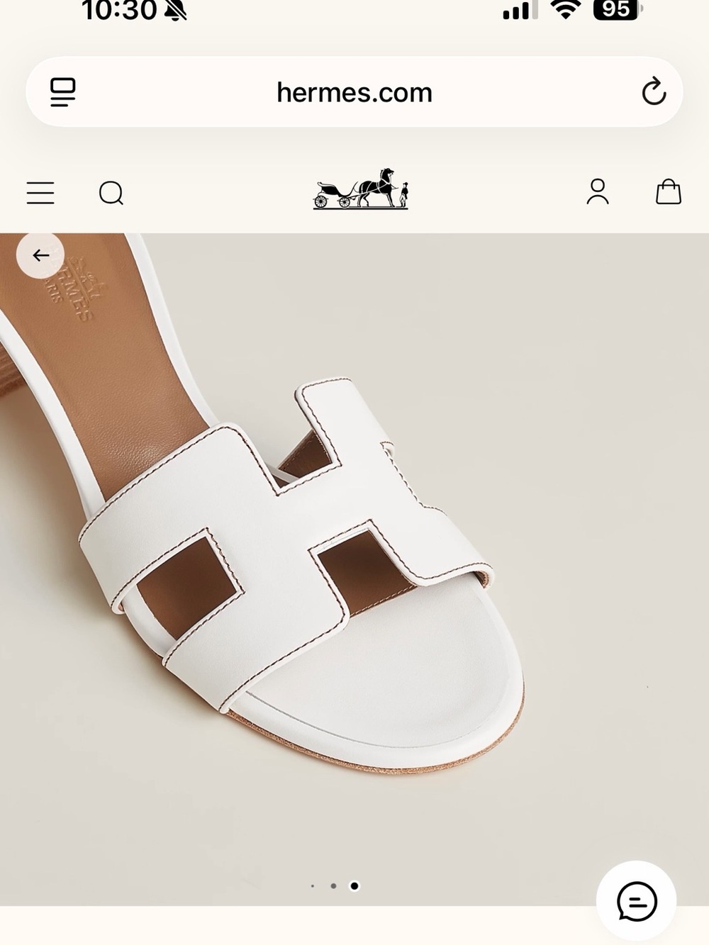 Hermes Oasis BRAND NEW White Leather Slide Sandals low heel size 39 w/ receipt - Picture 7 of 9